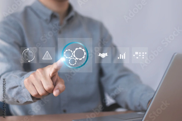 Fototapeta Automation workflow optimization ideas industrial business process marking