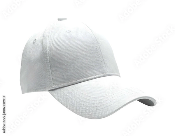 Obraz A crisp, plain white baseball cap on a transparent background