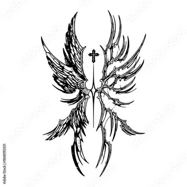 Obraz Gothic Neo Sigilism Tattoo Design Vector
