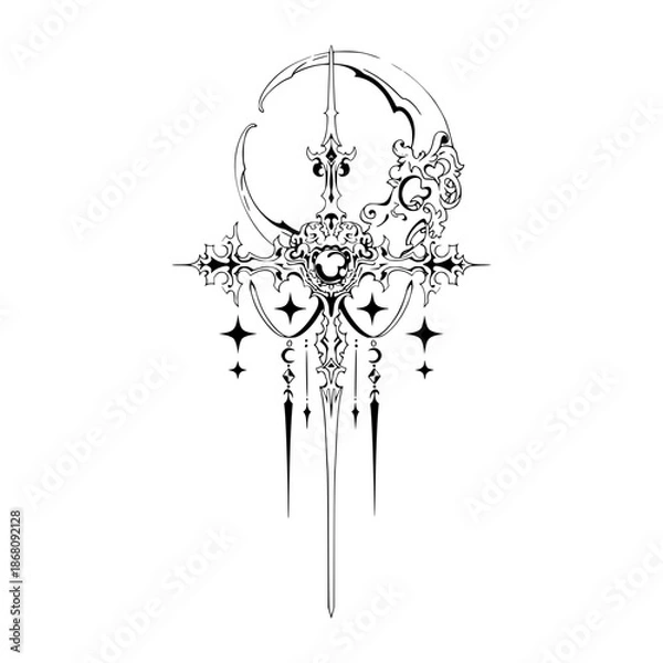 Obraz Gothic Neo Sigilism Tattoo Design Vector
