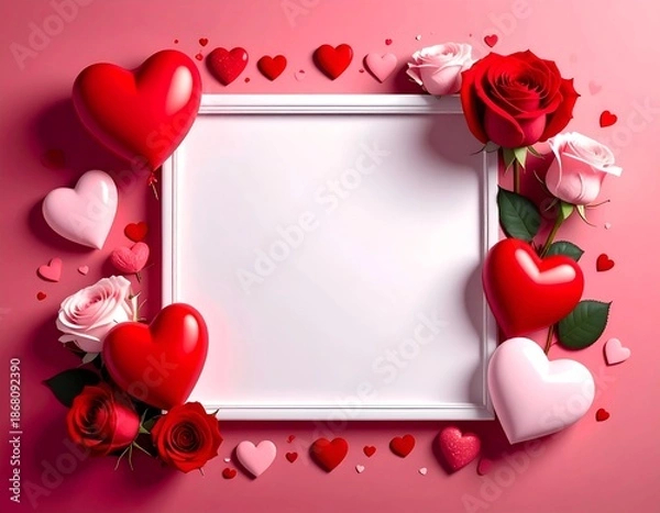 Obraz frame with roses and hearts