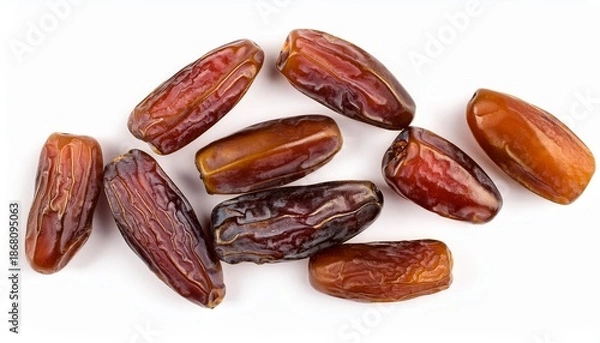 Obraz Dried dates fruit on white background top view