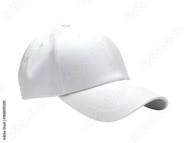 Obraz Rendered pristine white baseball cap, shadowed against black background