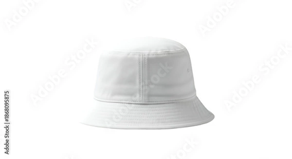 Obraz A clean, white bucket hat isolated on a solid black background