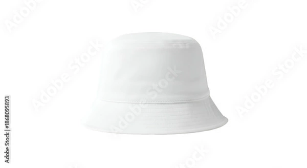 Obraz A solid white casual hat with a rounded crown and downward brim