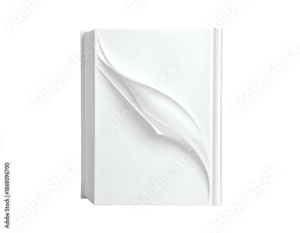 Fototapeta White rectangular box with partially peeled, flowing sheet