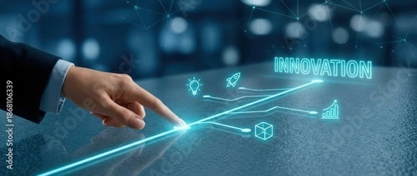 Obraz Innovation Concept: Business Hand Touching Digital Interface