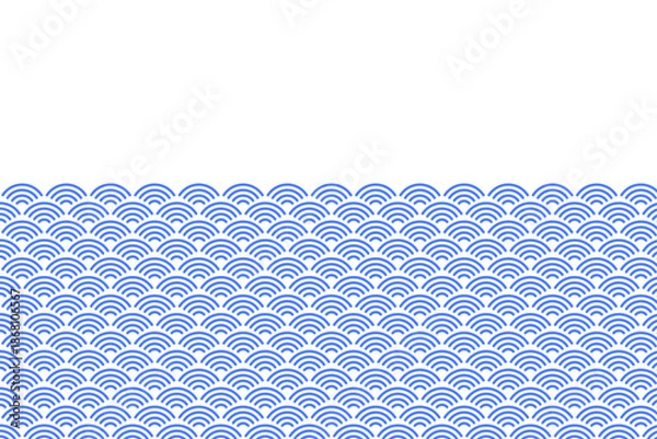 Fototapeta 青海波の背景イラスト　和柄　青色