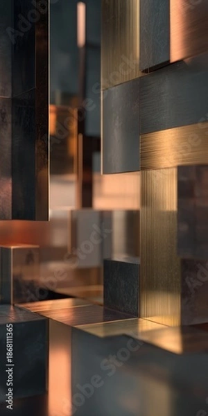 Obraz Modern Interior Design with Metallic Textures