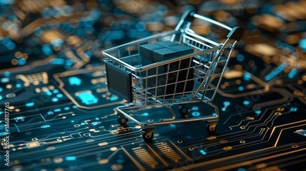 Obraz Futuristic digital shopping interface showcasing advanced e commerce technology in a global network