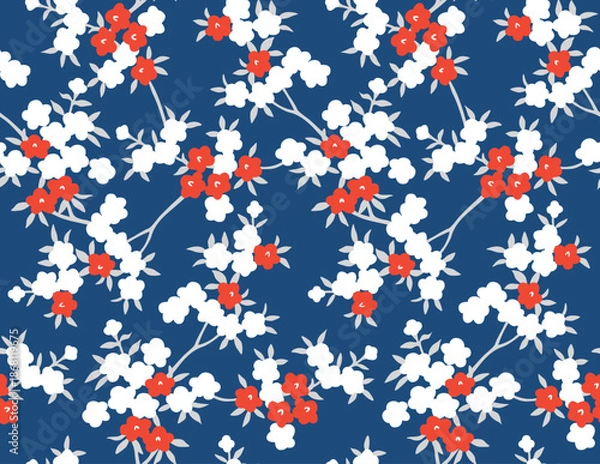 Obraz Japanese Pretty Flower Branch Vector Seamless Pattern