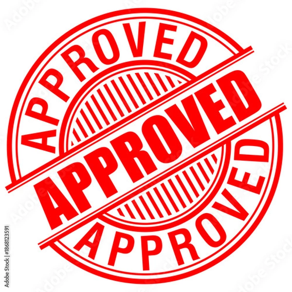 Obraz Approved, red rubber stamp vector