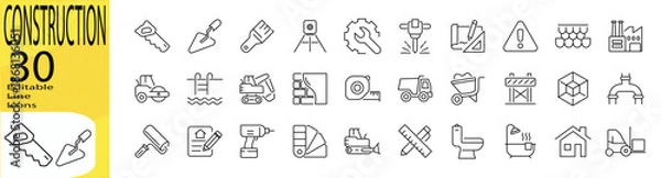 Obraz Construction icon set. Editable stroke.	