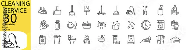 Obraz Cleaning Service icon set. Editable stroke.	
