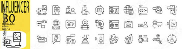 Obraz Influencer icon set. Editable stroke.	