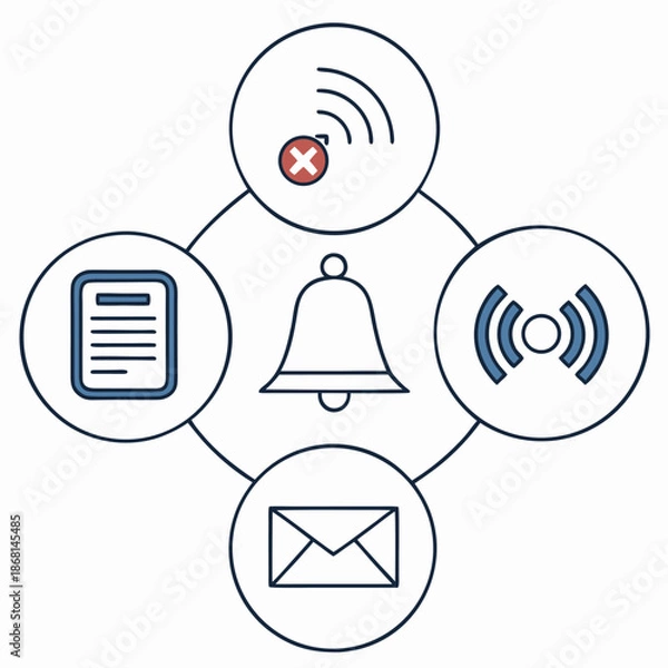 Fototapeta Notification Alert Vector Illustration – Message System and App Reminder Concept