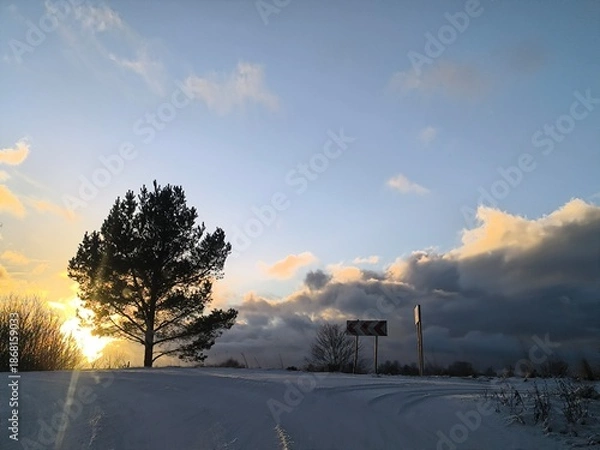 Obraz sunset in winter
