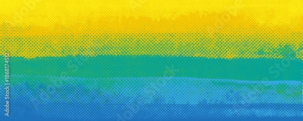 Obraz Colorful yellow,  blue, green,  risograph texture background. Vector halftone effect. Noisy texture. 