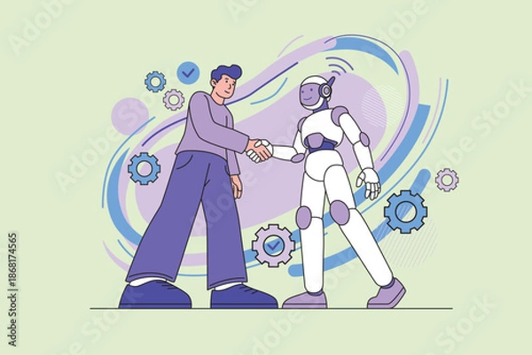 Obraz Future Collaboration Human and Ai Illustration