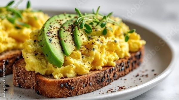 Obraz Scrambled eggs  avocado