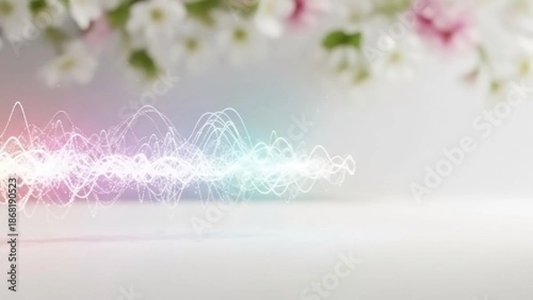 Obraz やさしい光に包まれたフラワー抽象背景、量子コンピューターイメージ、美容・コスメ広告用