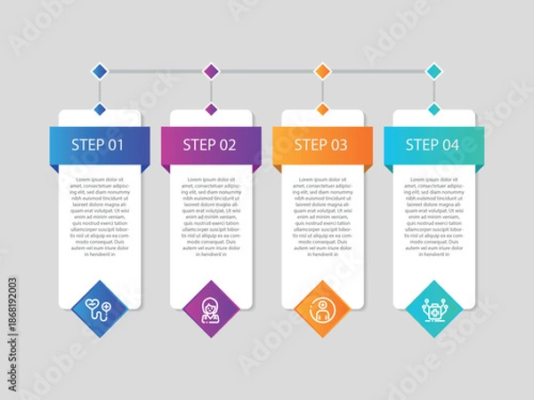 Obraz vector illustration infographic design template with 4 steps. Template for process, presentations, layout, banner, brochure.