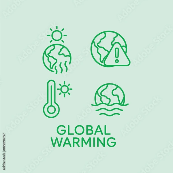 Obraz global warming concept vector icon set