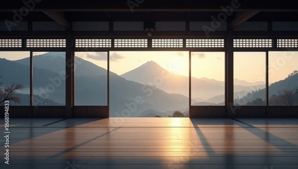 Obraz Serene sunrise over mountain range