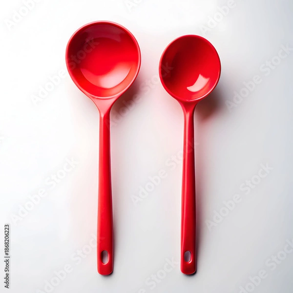 Obraz red ladle spoon on white background