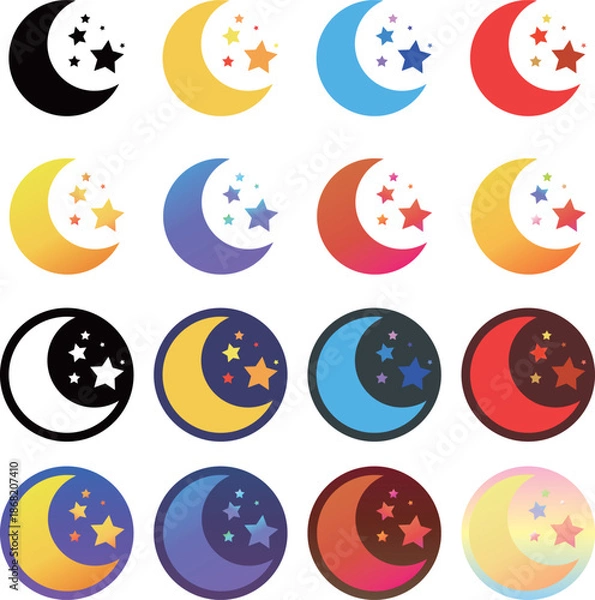 Obraz 月と星のアイコン　セット