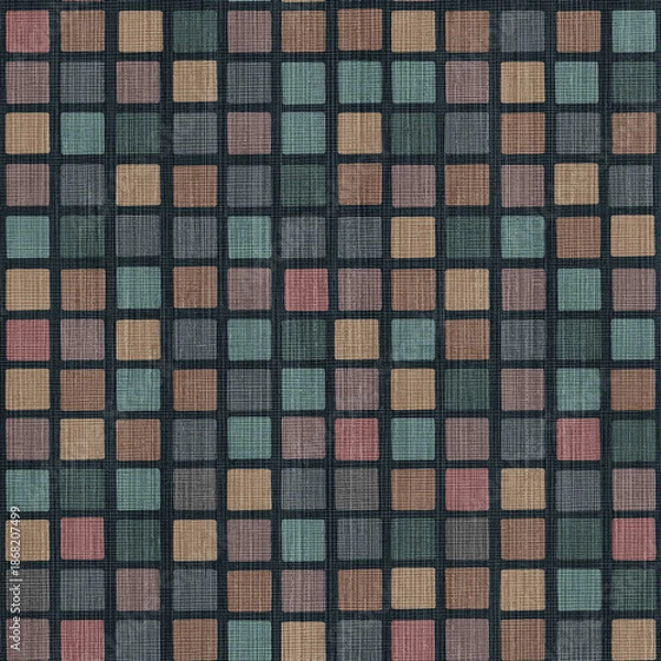 Obraz  Mosaic Square Seamless Pattern on Textured Background