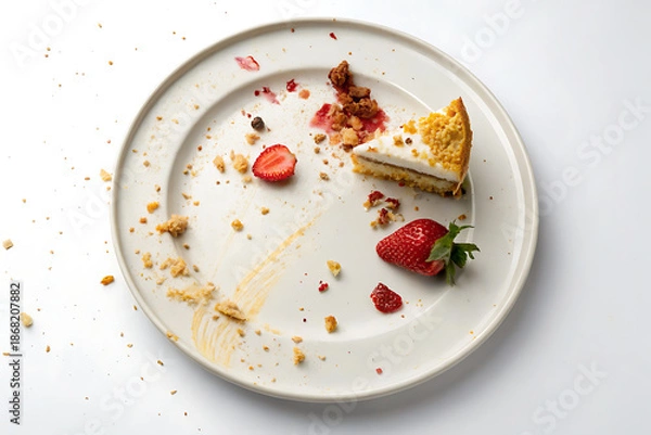 Obraz Forgotten buffet plate, white background.