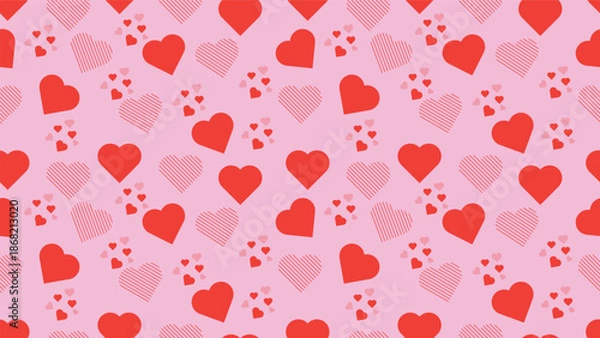 Obraz red heart shape seamless pattern on pink background