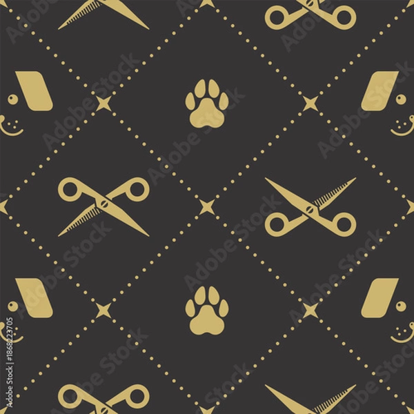 Fototapeta Pet Grooming Seamless Pattern Design