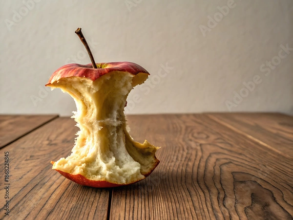 Obraz half-eaten apple core placed alone
