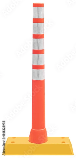 Obraz Orange flexible traffic post with reflective stripe