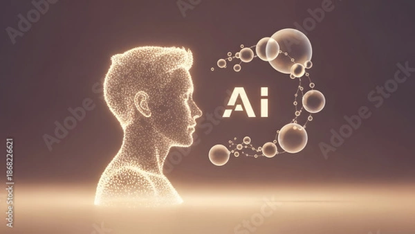 Obraz Human Centered Artificial Intelligence Concept with Soft Emotional Light