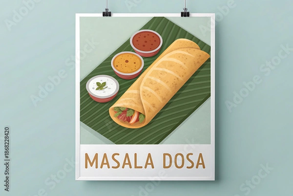 Obraz Modern masala dosa poster, minimal vector, flat design