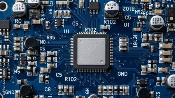 Fototapeta Two computer processors with green PCB isolated on white