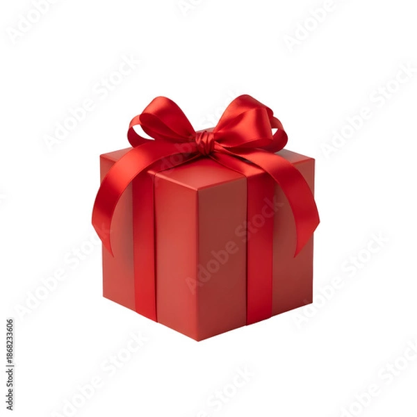 Fototapeta [Generative AI] 빨간 리본이 묶인 레드 선물 상자