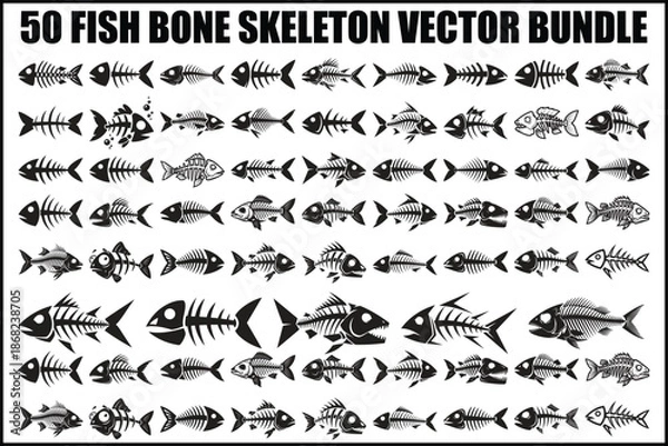 Obraz Fish Bone Skeleton Vector Bundle