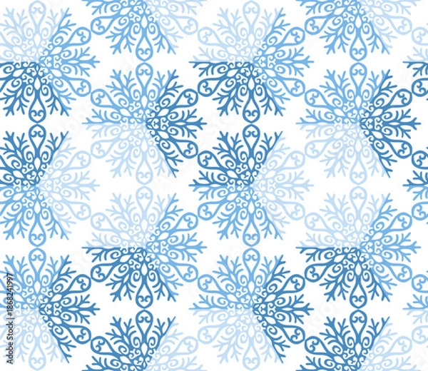 Obraz Seamless pattern with snowflakes in light blue colors