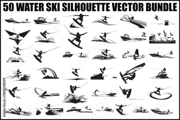 Obraz Water Ski Silhouette Vector Bundle