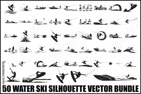 Obraz Water Ski Silhouette Vector Bundle