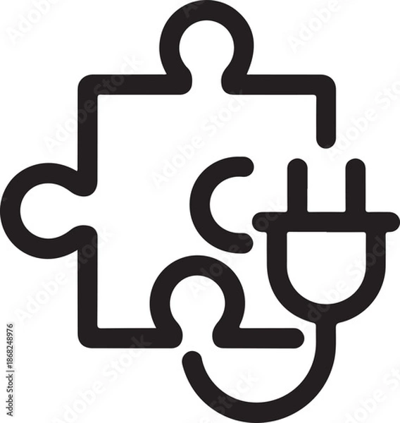 Obraz puzzle piece with plug and socket connection, symbolizing integration and solution