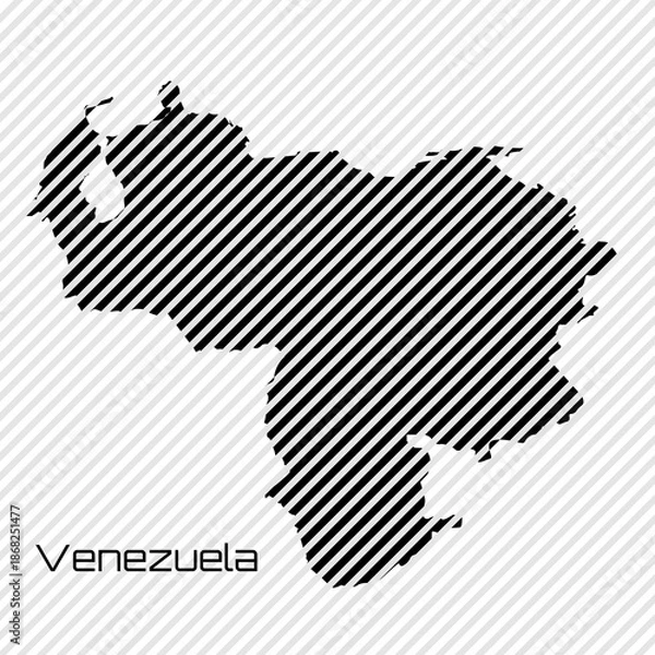 Obraz Venezuela Map with diagonal lines. Vector Illustration