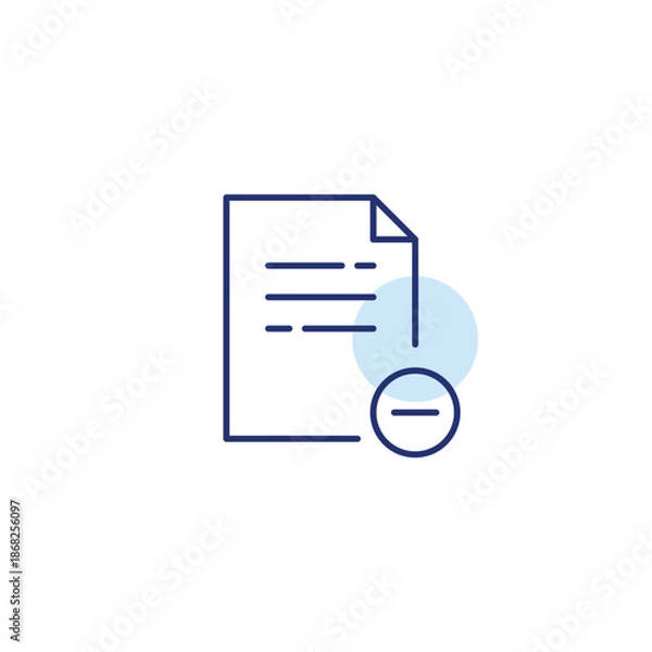 Obraz Text file and minus. Data removed. Pixel perfect, editable stroke vector icon