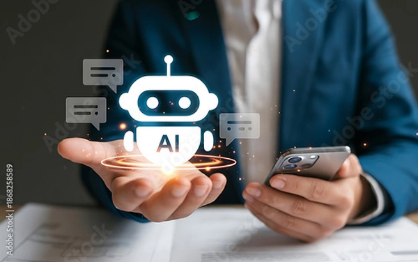 Fototapeta Using ai for mobile communication