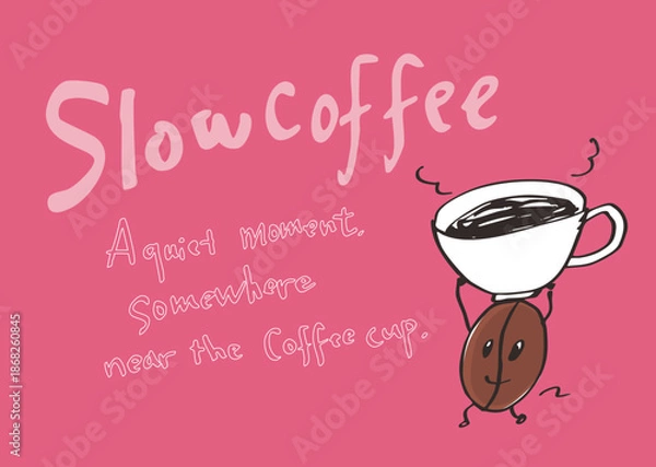 Obraz Hand Drawn Coffee Bean Character Vector Illustration with Simple Text - 2