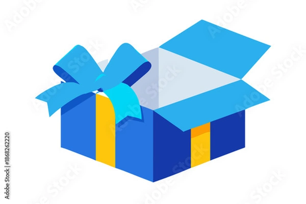Obraz blue gift box with ribbon